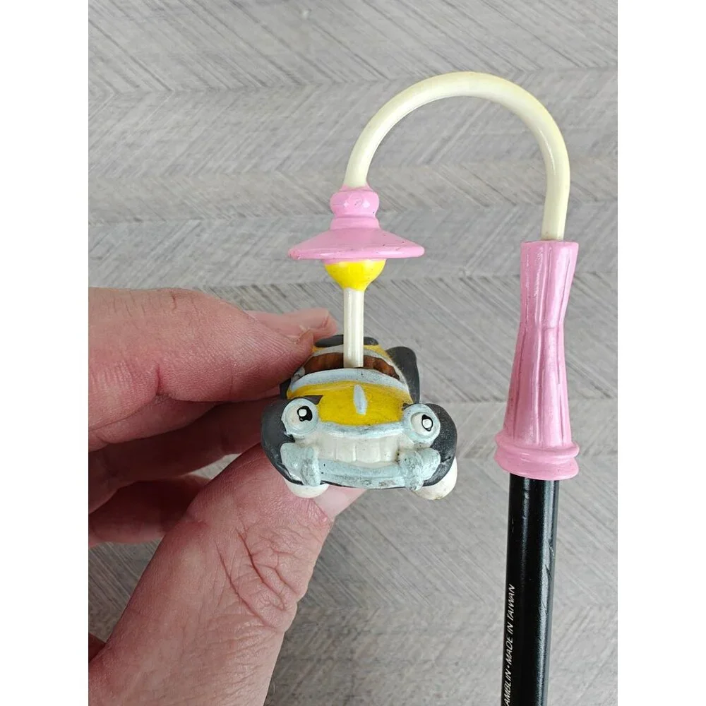 Disney 1987 Lamplight Pencil With Yellow Car Figurine Topper Collectible